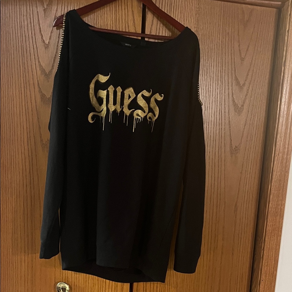 Guess Black Top with Gold Logo